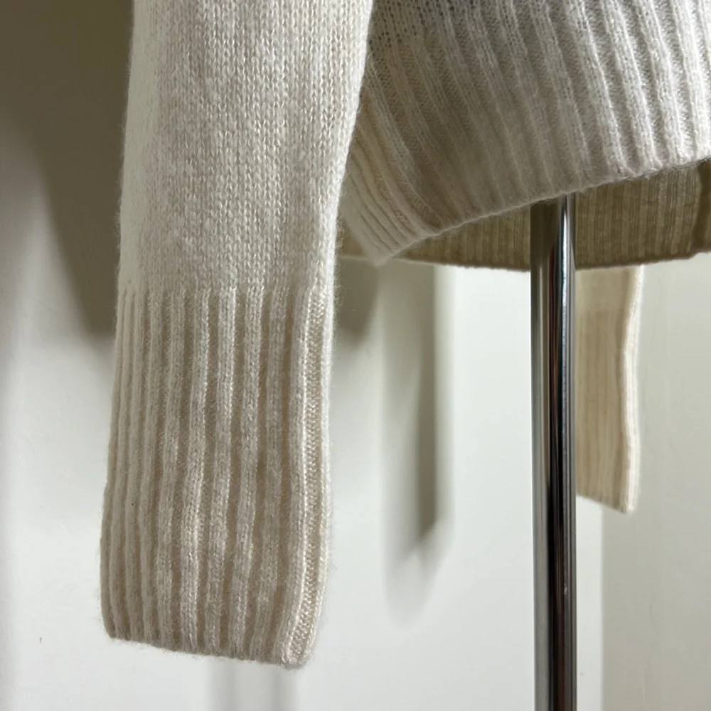 RAILS Ivory Jute Metallic Stripe Cashmere Silk Blend Sweater M - Picture 7 of 13